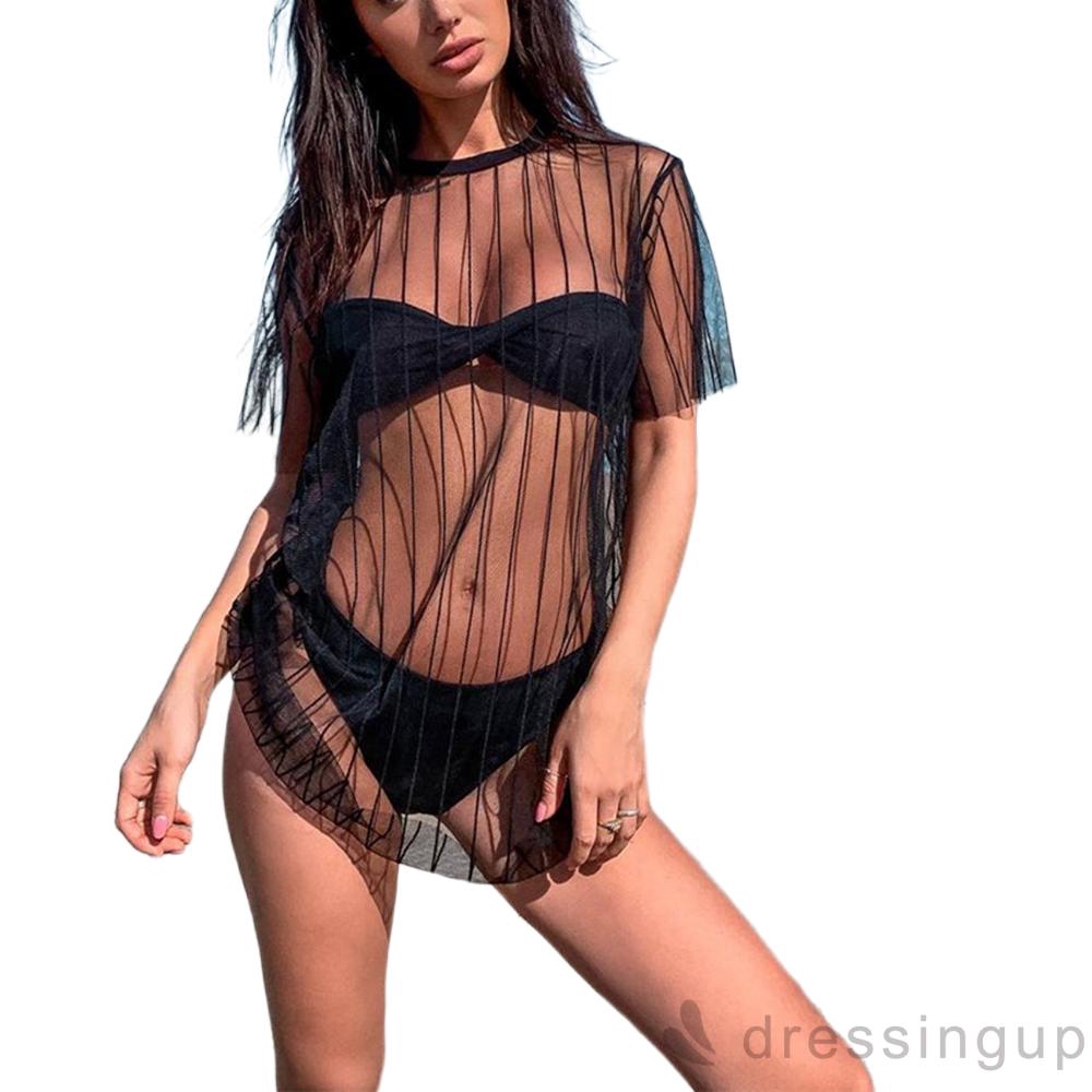 Áo Lưới Mỏng Dài Tay Mặc Ngoài Bikini Cho Nữ