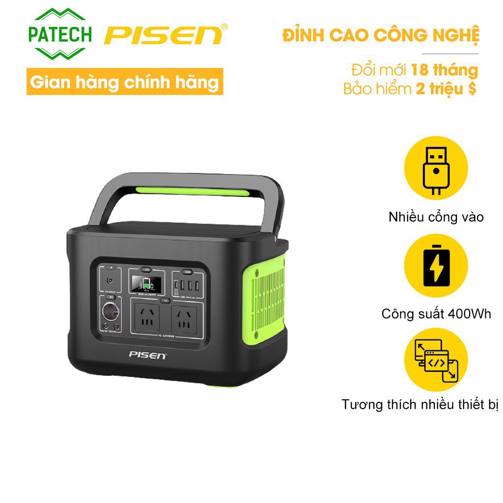 Trạm sạc dự phòng Pisen Power Station 400Wh - Hàng chính hãng