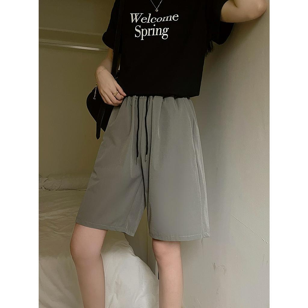 Ethelgirl Quần Short Nữ Lưng Cao Ống Rộng 5 Màu Sắc Lựa Chọn