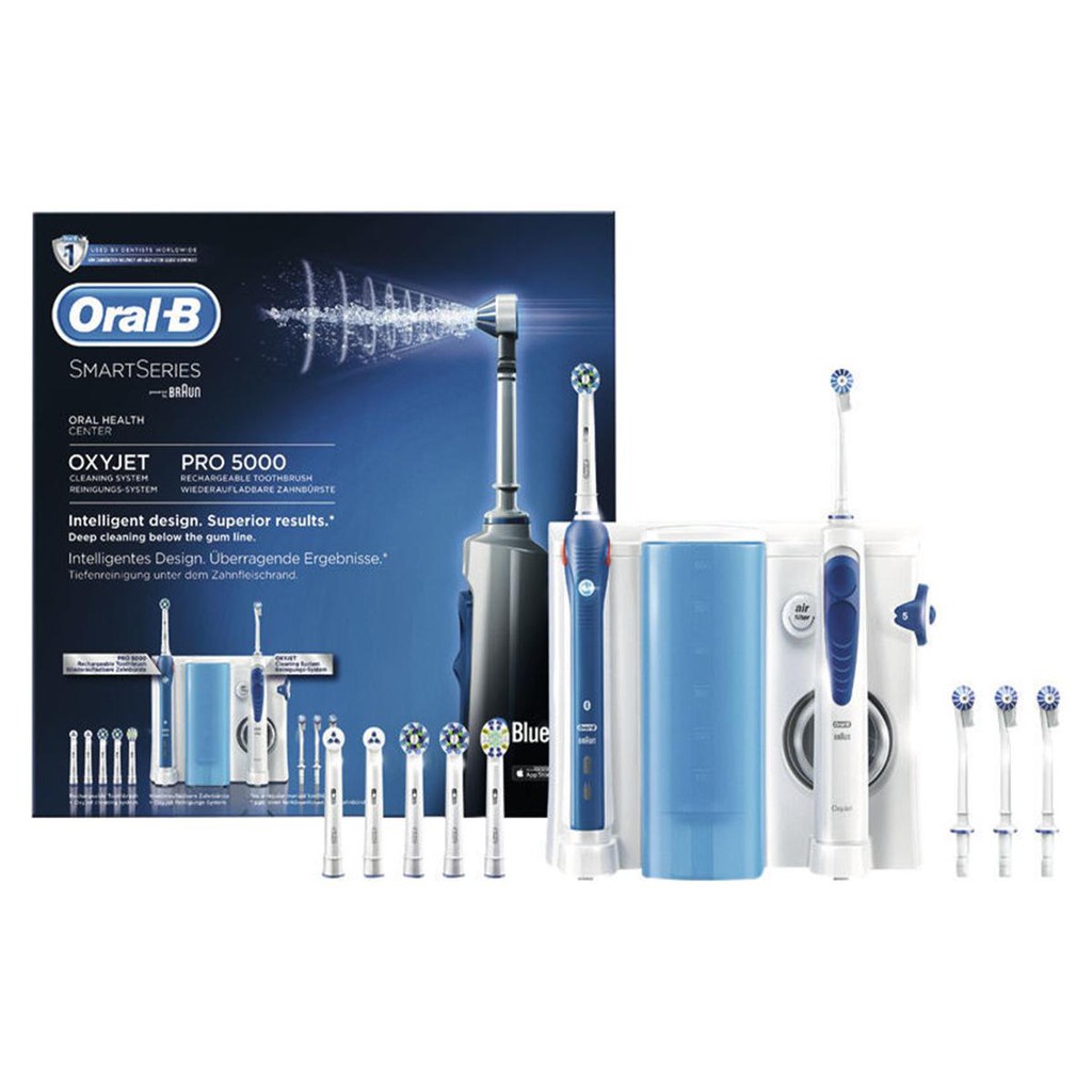 Tăm nước Oral B Smart 5000 tích hợp bàn chải điện Oral B Pro 2000 kèm 6 đầu thay thế - Shop Viloet