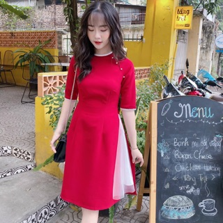 BÁN SỈ ÁO DÀI ĐỎ ĐÍNH HẠT CHO NỮ