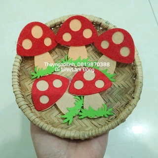 Combo 5 cây nấm vải nỉ 5.5x6.5cm trang trí mầm non