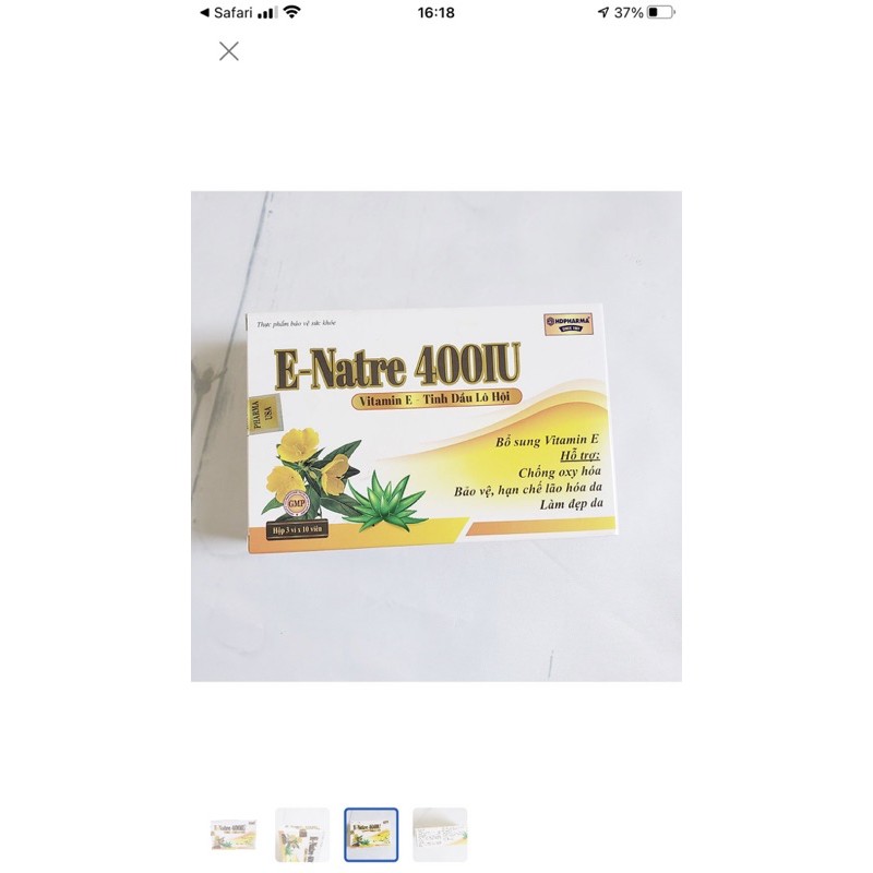 [Hot] Viên uống  E-Natre 400IU bổ sung Vitamin E, tinh dầu hoa anh thảo