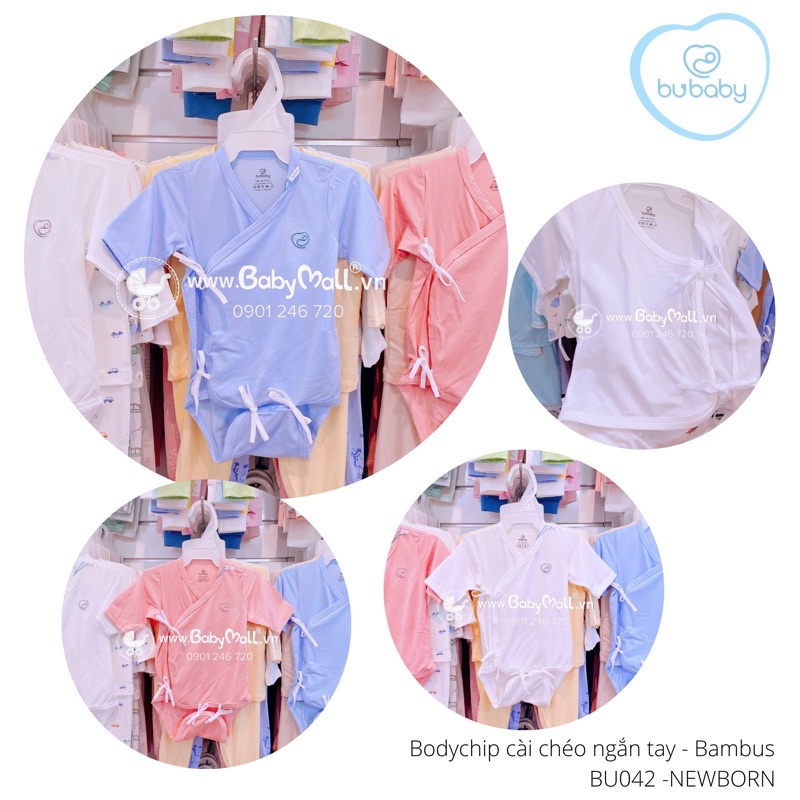 Bodychip Bubaby cài chéo ngắn tay vải siêu mát mịn size 3-5kg BU042