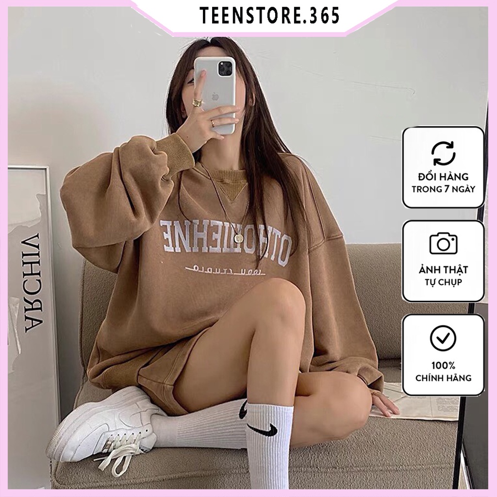 Bộ nỉ áo dài tay in tho form rộng unisex phong cách Streetwear M605 Teenstore.365