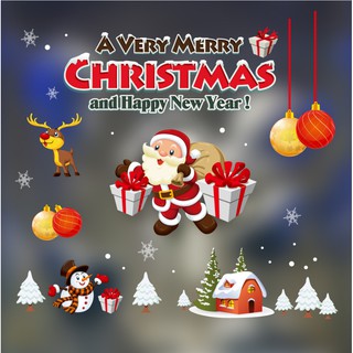 Decal trang trí noel dán kính - cửa sổ tĩnh điện - ông già noel 2 hộp quà