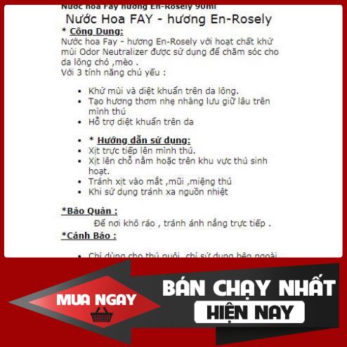 [❌GIÁ SỈ❌] [ HÀNG LOẠI 1 ] Nước hoa Fay cho thú cưng cao cấp dung tích 90ml ❤️
