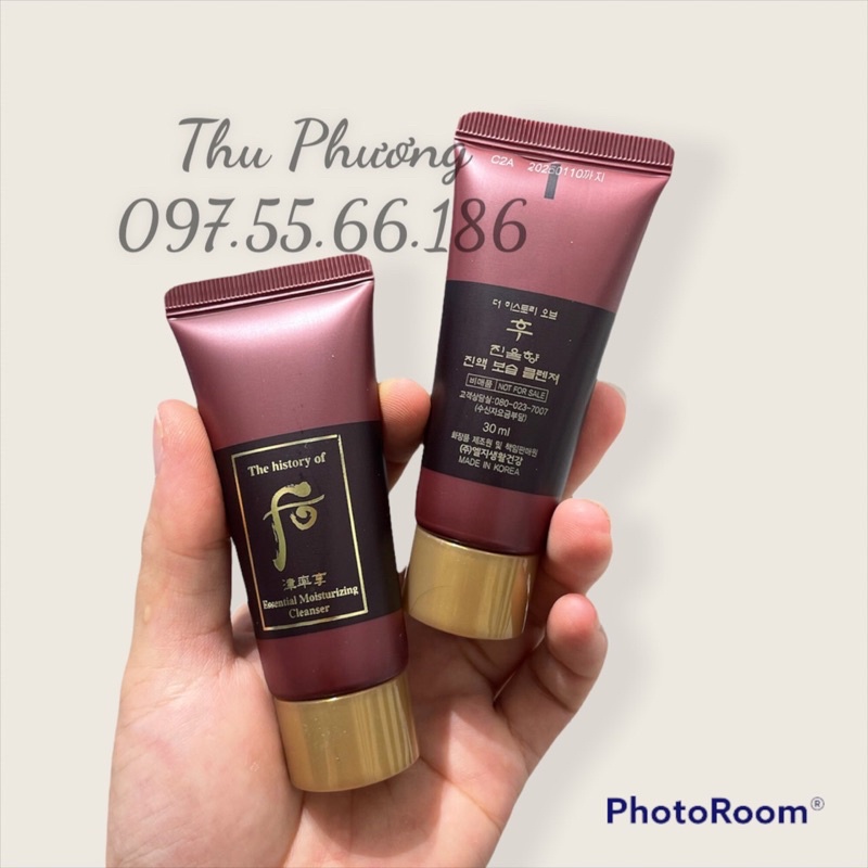 Tuýp Kem tẩy trang Whoo đỏ Essential Cleanser 30ml