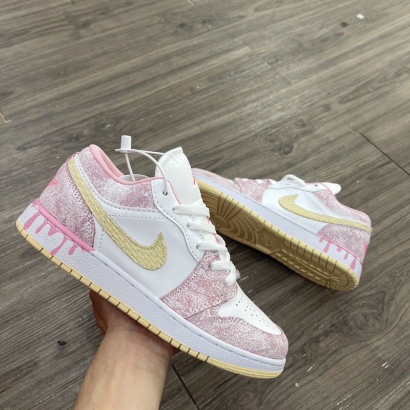 Giày thể thao sneakers Nữ JD1 low paint drip,Jordan cổ thấp, Low 1 họa tiết cá tính nữ hàng hót 2022