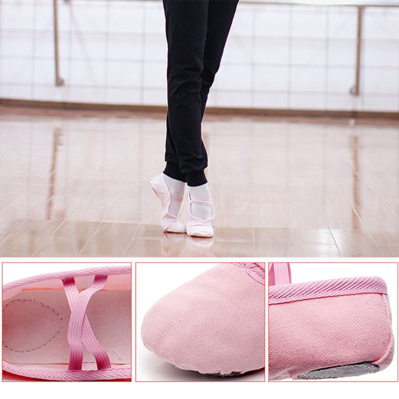 Mary☆Baby Girl Canvas Cotton Ballet Pointe Dance Shoes Gymnastics Slippers Yoga Flats