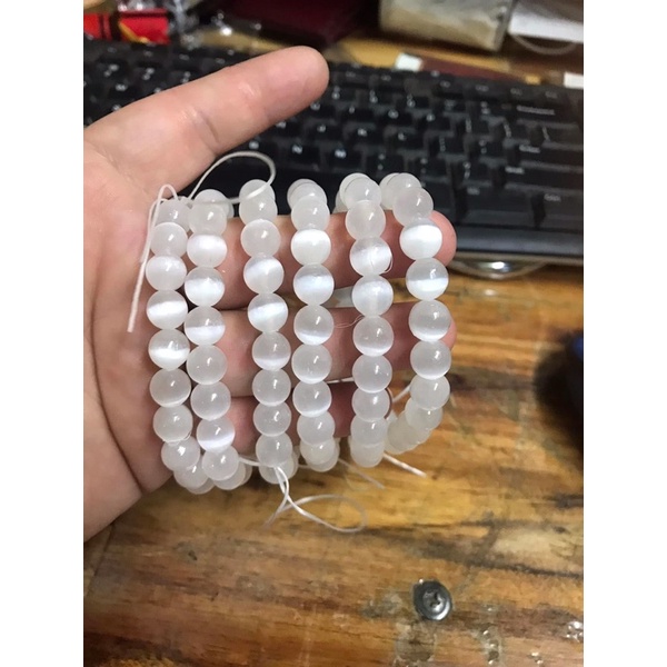 Vòng tay hạt đá thanh tẩy Selenite 8-9mm