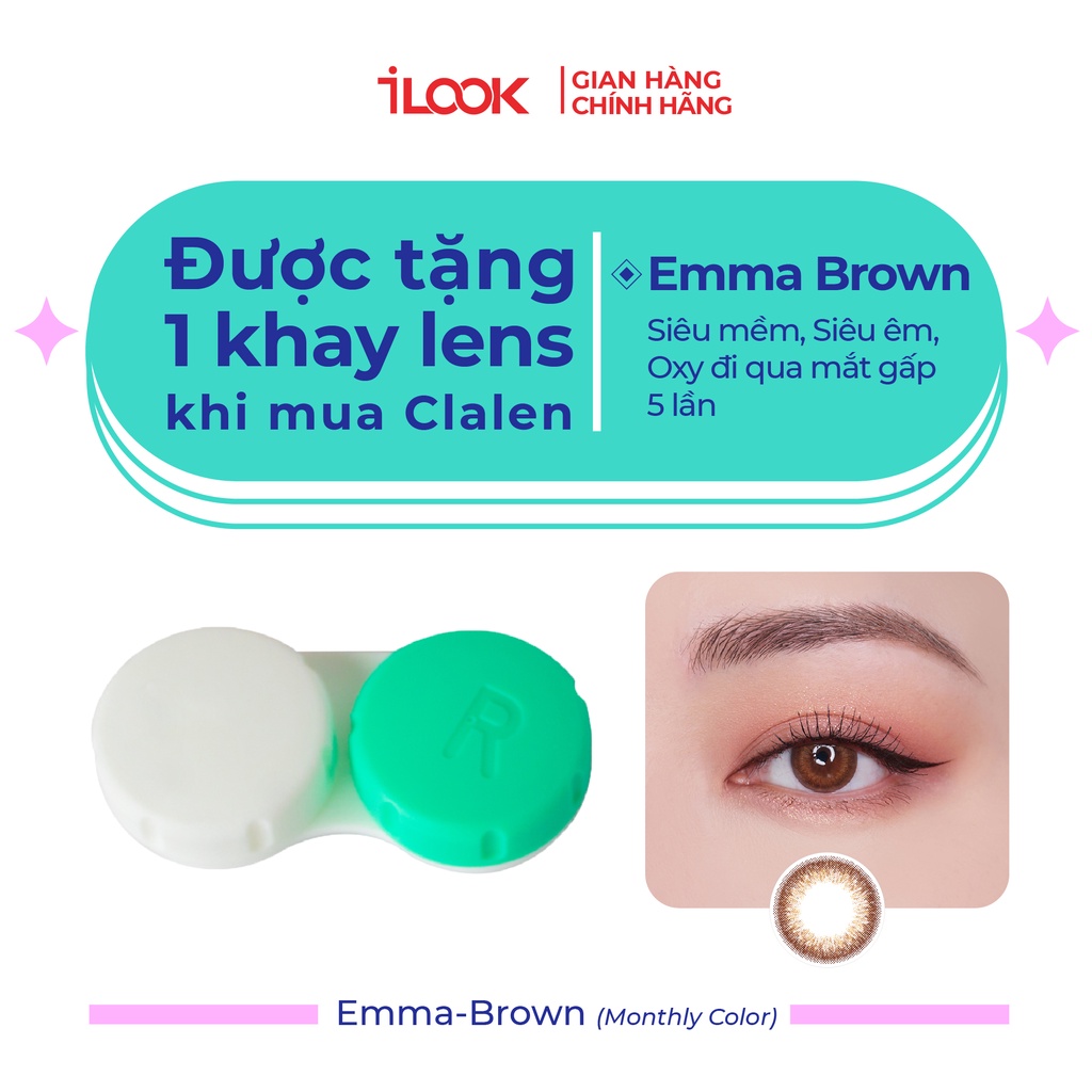 Kính Áp Tròng iLook [0-9.5 Độ] Màu Nâu Emma Chống Tia UV CLALEN Hàn Quốc Chính Hãng Tặng Kèm Khay Đựng