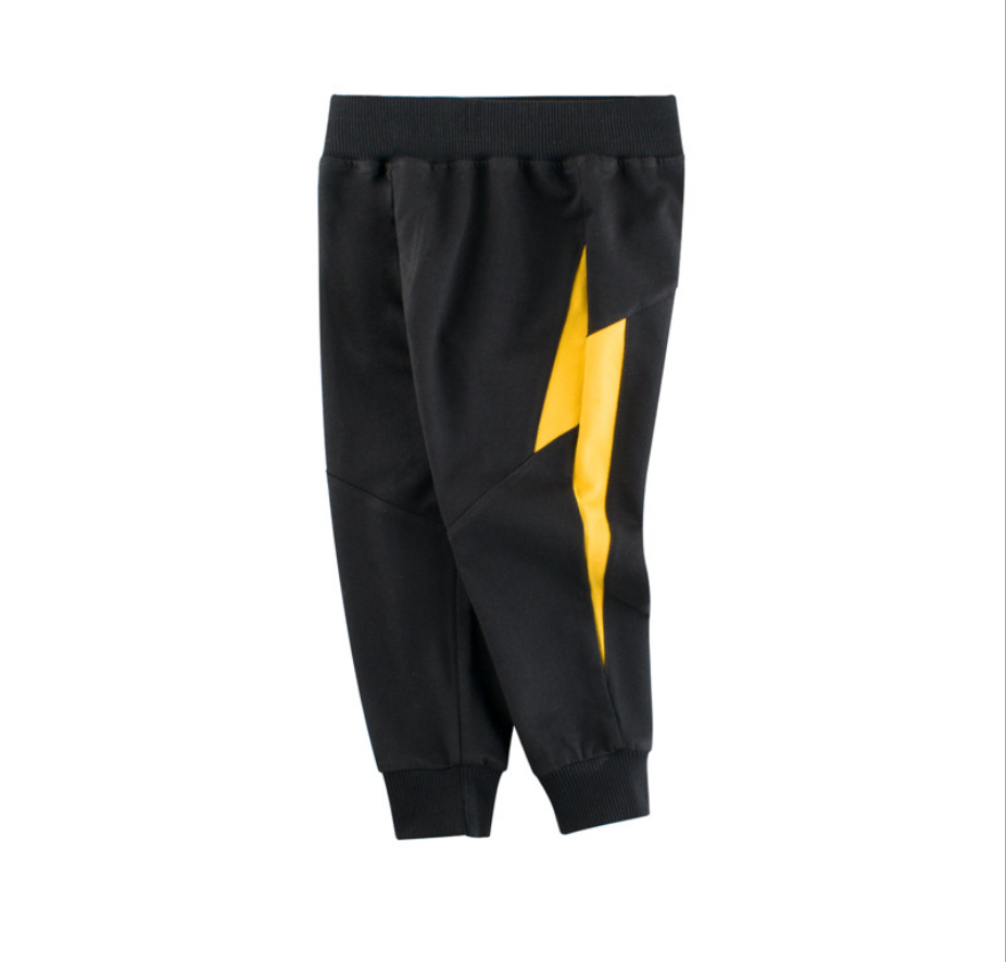 Children's Trousers Sweatpants Yellow Lightning Logo Drawstring Pants Ready Stock