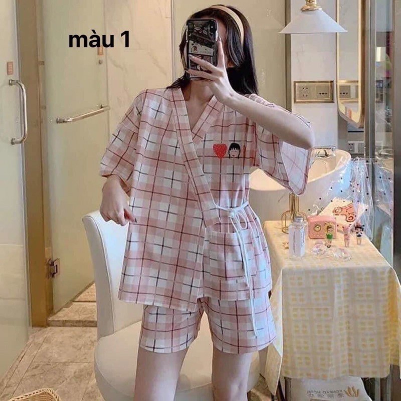 bộ pizama vạt chéo quần ngắn