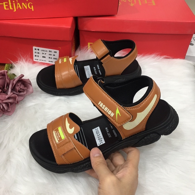 Sandal xăng đan quai da mềm chống trơn trượt cho bé trai bé gái từ 6 đến 16 tuổi