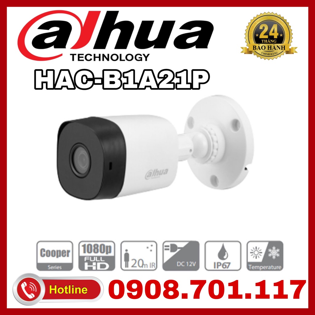 Camera HDCVI hồng ngoại 2.0 Megapixel DAHUA HAC-B1A21P