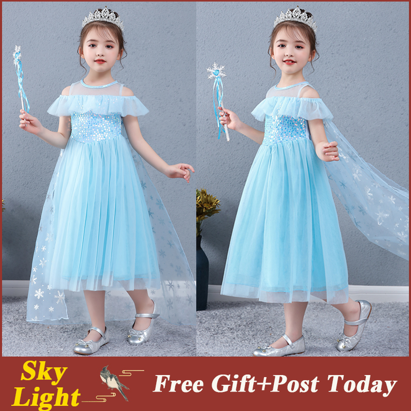 Đầm Công Chúa Elsa Đính Kim Sa Cho Bé Gái