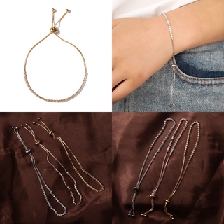 Vòng đeo tay mạ bạc/ vàng hồng đính đá thời trang đơn giản có thể điều chỉnh cho nữ