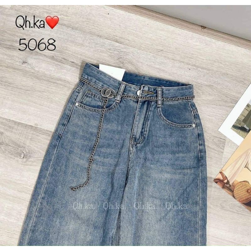 Quần jean suông kèm dây xích hàng QCL1