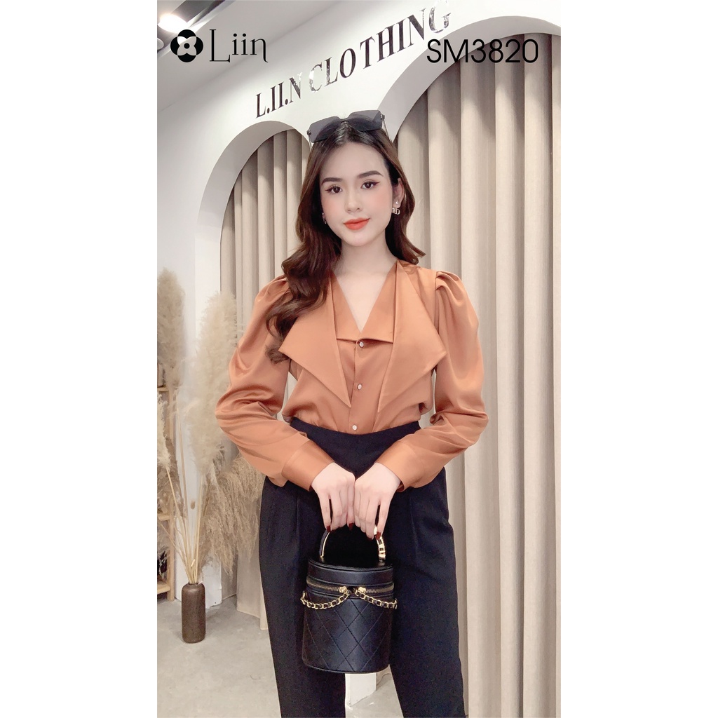 Áo Sơ Mi dài tay màu Cam Đất viền bèo kiểu dáng trẻ trung, cá tính Liin Clothing SM3820