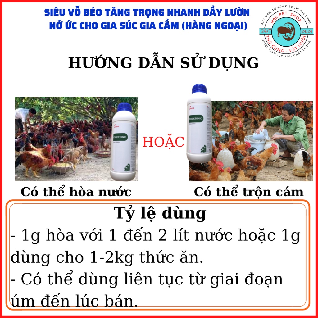 [HIỆU QUẢ 100%] Vỗ Béo Tăng Trọng Nhanh Cho Gia Súc Gia Cầm. Dày Lườn, Nở Ức, Đỏ Mào, Đẹp Mã Cho Gà, Ngan, Vịt, Lợn.