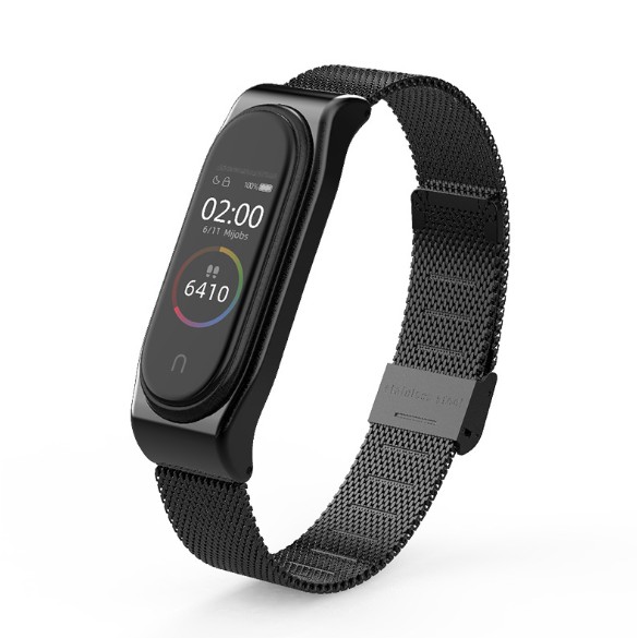 Mi band 4 - Dây đeo kim loại mắt nhỏ khóa bấm Xiaomi Miband 3 miband 4 miband 5 miband 6