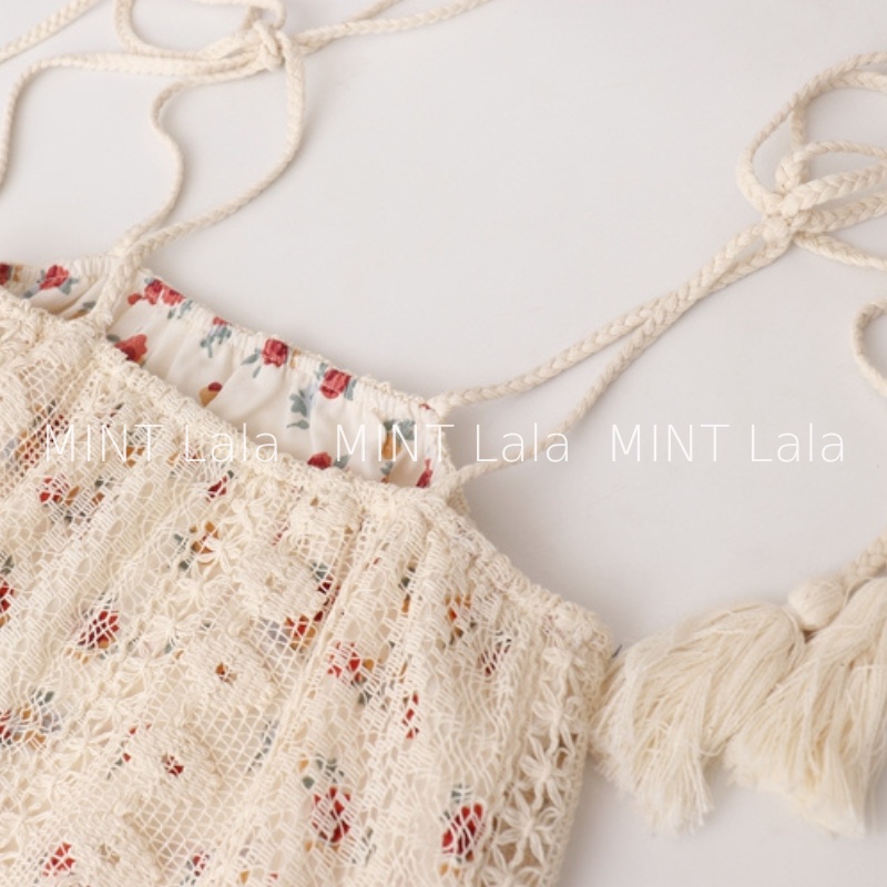 SET Váy 2 Dây Hoa Nhí Voan Phối Ren Dáng Dài Tiểu Thư