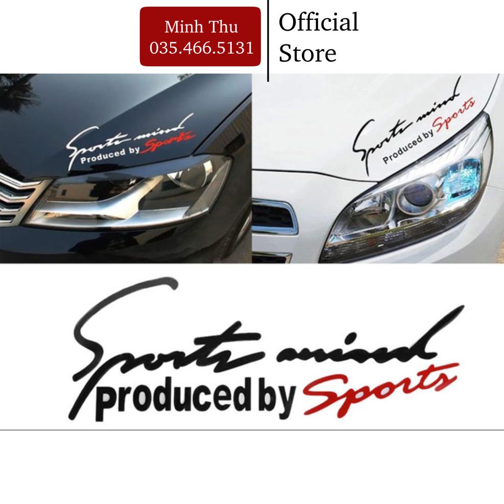 Tem xe ô tô Sport Mind Produced By Sport, đề can dán xe thể thao tạo điểm nhấn phong cách