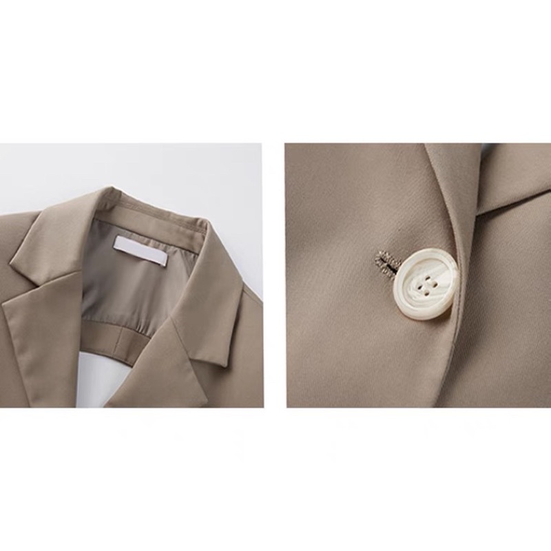 SET ÁO BLAZER CROTOP CỘT NƠ