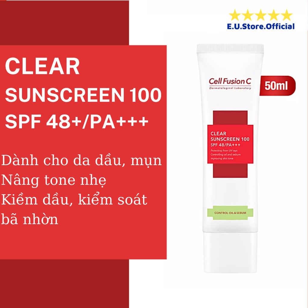 [LOẠI 50ml] Kem chống nắng Cell Fusion C Laser / Clear / Toning Suncreen Đỏ / Xanh /Hồng