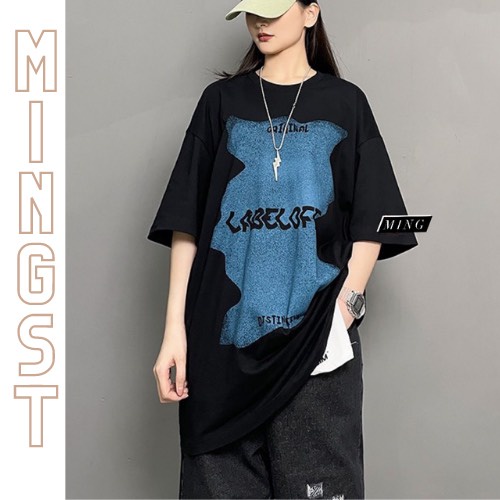 Áo thun tay lỡ cotton 2 chiều dáng unisex form rộng mã LABEL OFF