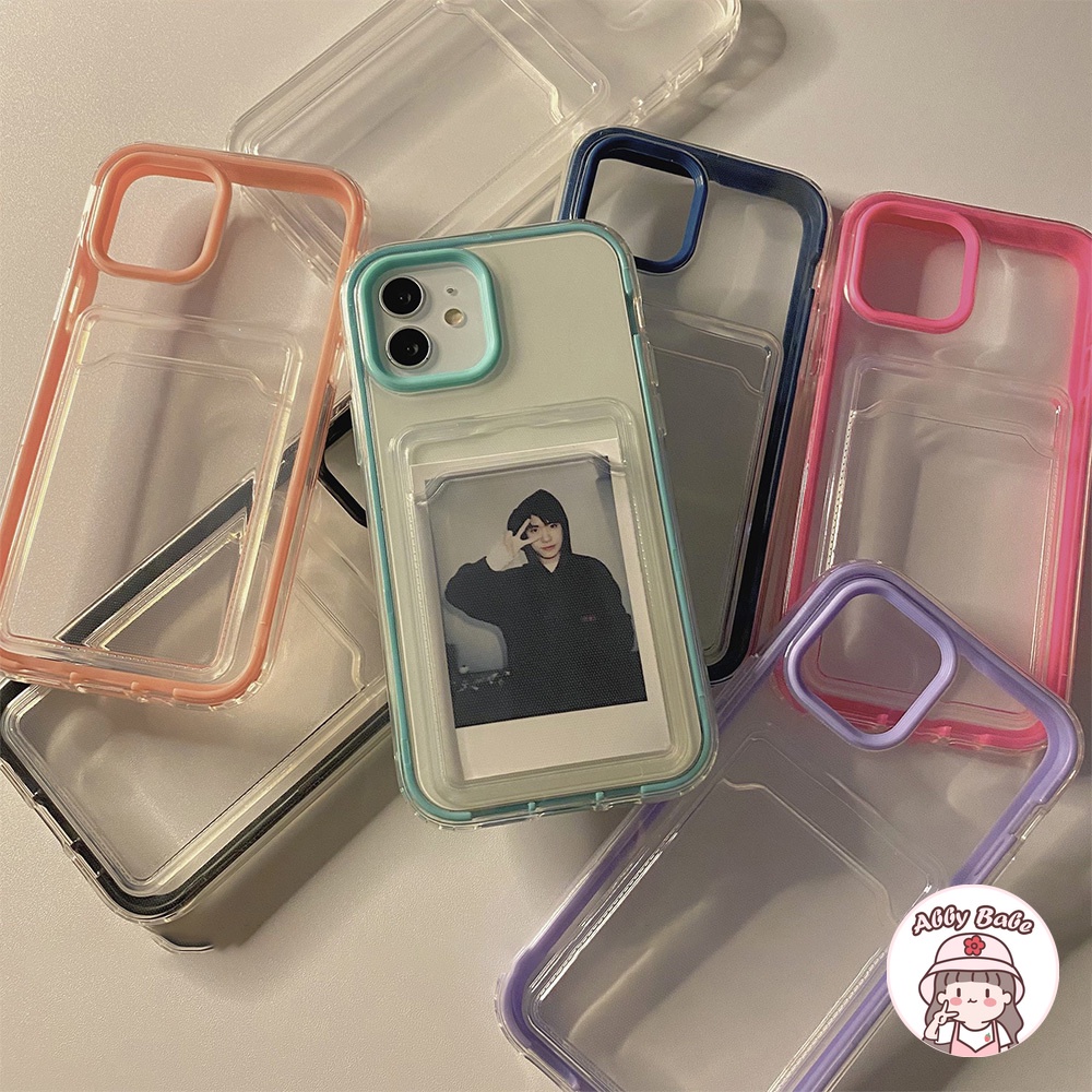 Ốp Điện Thoại TPU Mềm Mỏng Chống Sốc Có Ngăn Đựng Thẻ 3 Trong 1 Cho IP 13 12 11 Pro Max XR 8 7 Plus