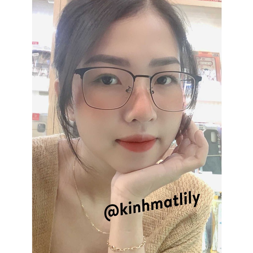 Gọng kính cận kim loại nam nữ Lilyeyewear mắt vuông thanh mảnh nhẹ nhàng 62032 | BigBuy360 - bigbuy360.vn