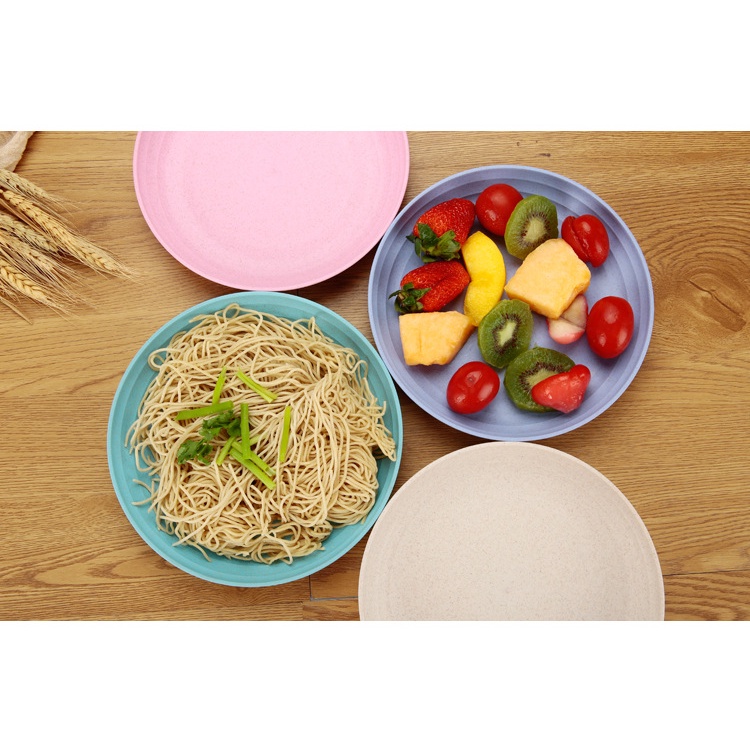 Bộ 4 Đĩa/Bộ Dĩa 4 Màu/Dĩa Tròn 19.7 cm Lòng Sâu/Đĩa Chất Liệu Lúa Mạch Thân Thiện Với Môi Trường