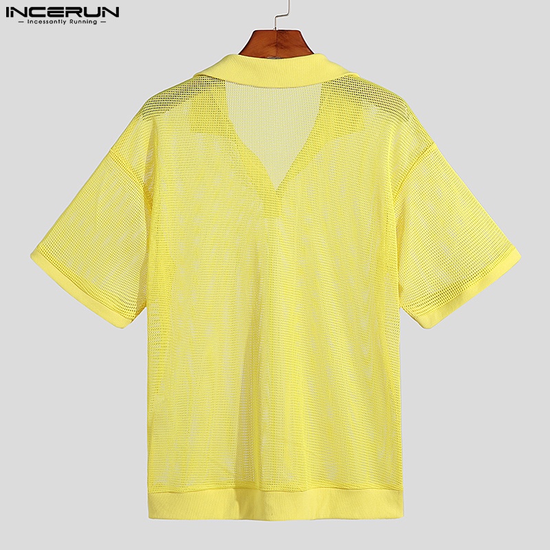 Áo thun INCERUN cổ polo tay ngắn thời trang năng động sành điệu cho nam 3 màu tùy chọn