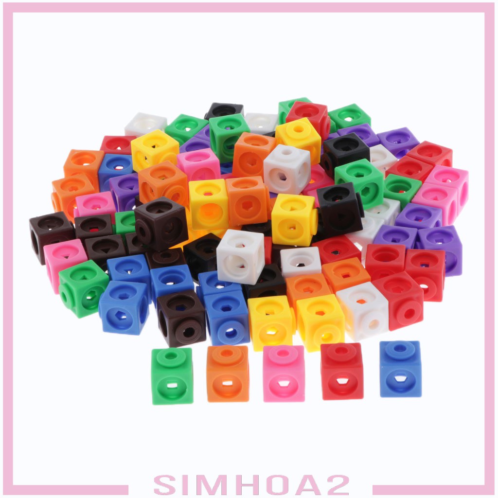 Multilink Cubes, Building Blocks Set of 100pcs Math Counting Educational Toy