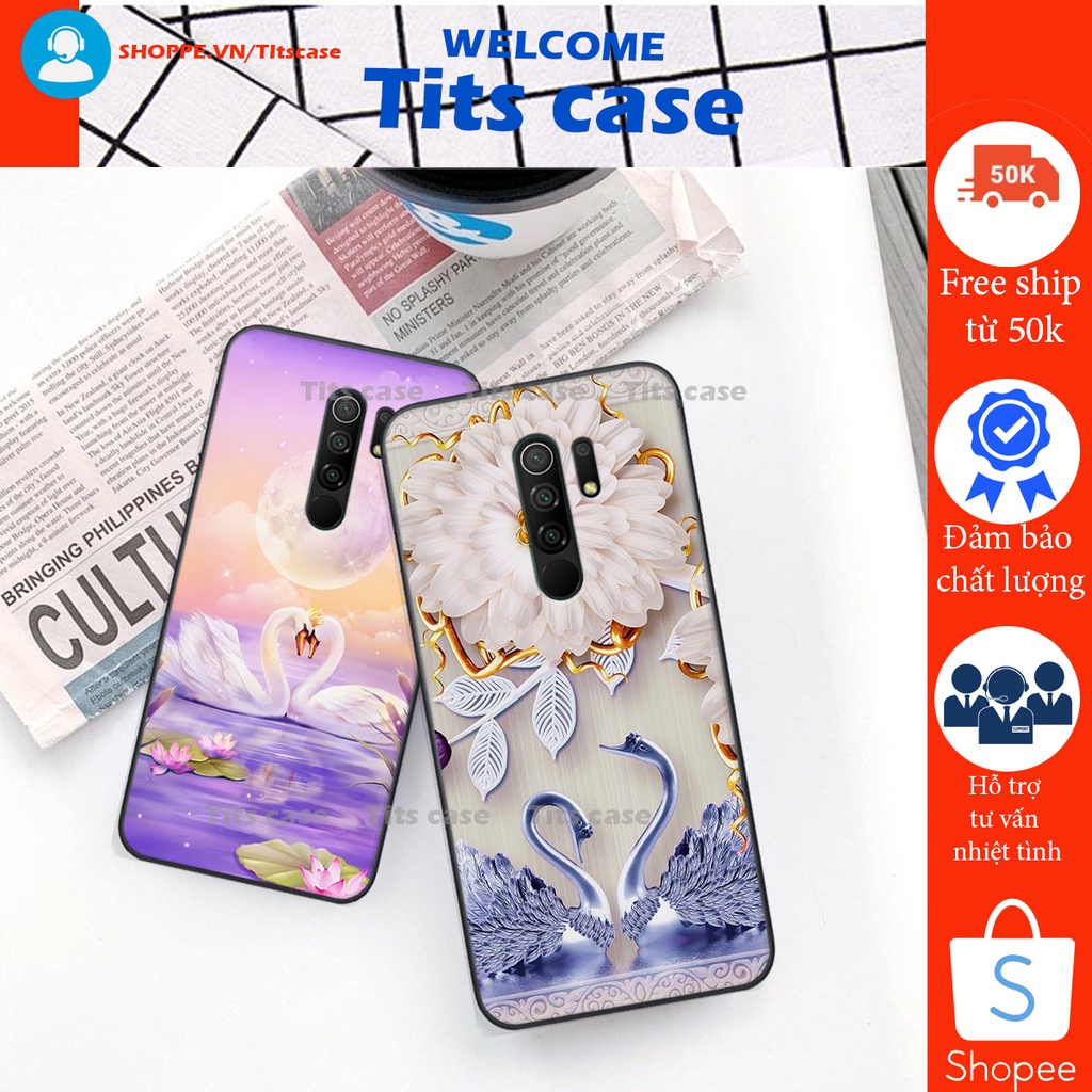 Ốp lưng  Xiaomi REDMI 9 in hình thiên nga,hoa may mắn, đặc sắc ĐỘC - LẠ - BỀN