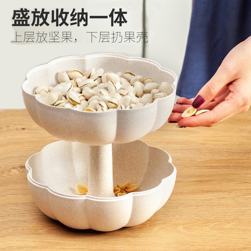 PVN39989 Khay đựng bánh kẹo trái cây đa năng 2 tầng hình bí ngô xinh xắn .