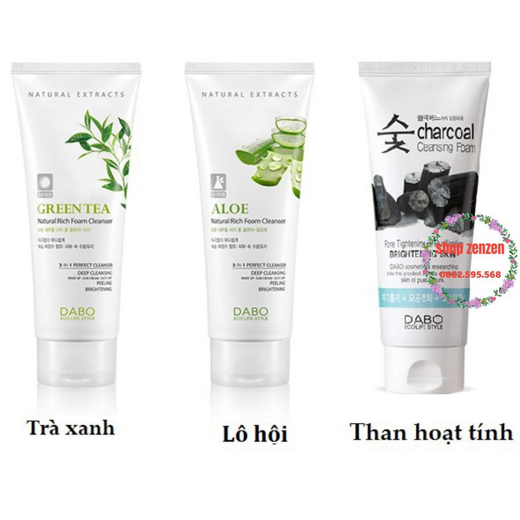 Sữa rửa mặt dabo 60ml Trà Xanh ,Lô Hội ,than hoạt tính