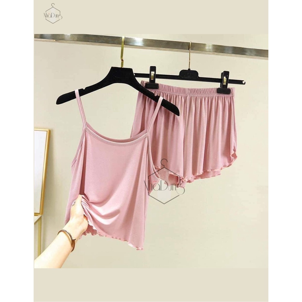 &lt;A10&gt; Set đồ nữ đồ mặc nhà đồ ngủ nữ 2 dây thun cotton co giãn siêu mát sexy dưới 75kg