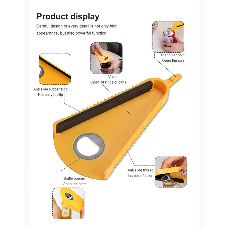 1PC Household V-shaped Adjustable Non-slip Labor-saving Can Opener Bottle Opener