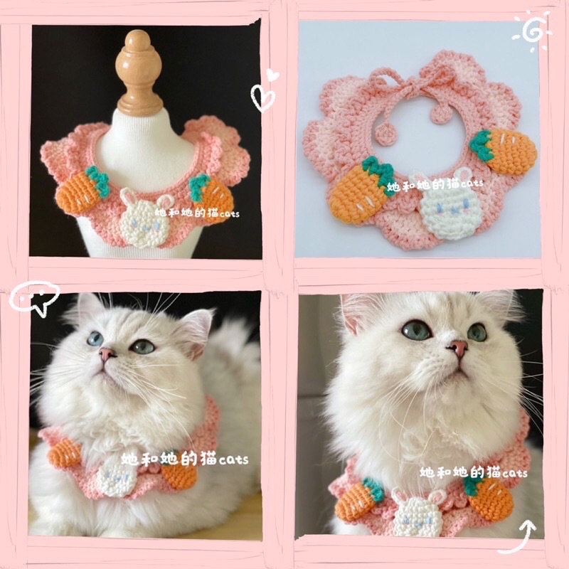 Yếm len hồng xinh hình thỏ chó mèo