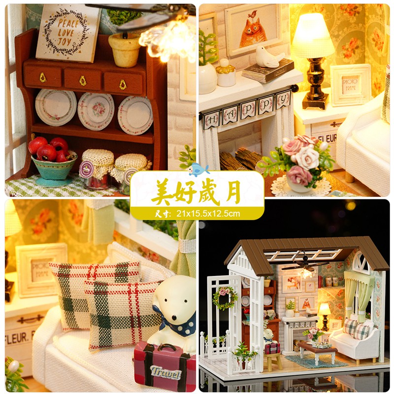 Cutebee Mô hình nhà gỗ DIY Thời gian rừng xanh