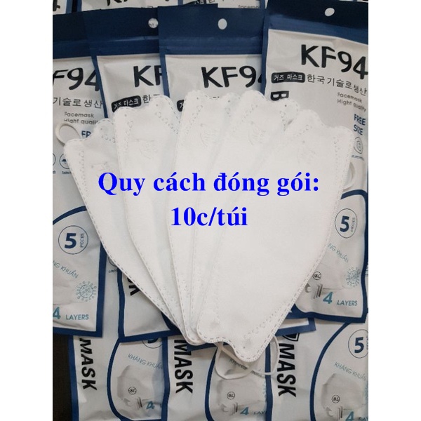 Khẩu trang KF94 4 lớp,khẩu trang 4D kháng khuẩn kháng bụi mịn túi 10 chiếc