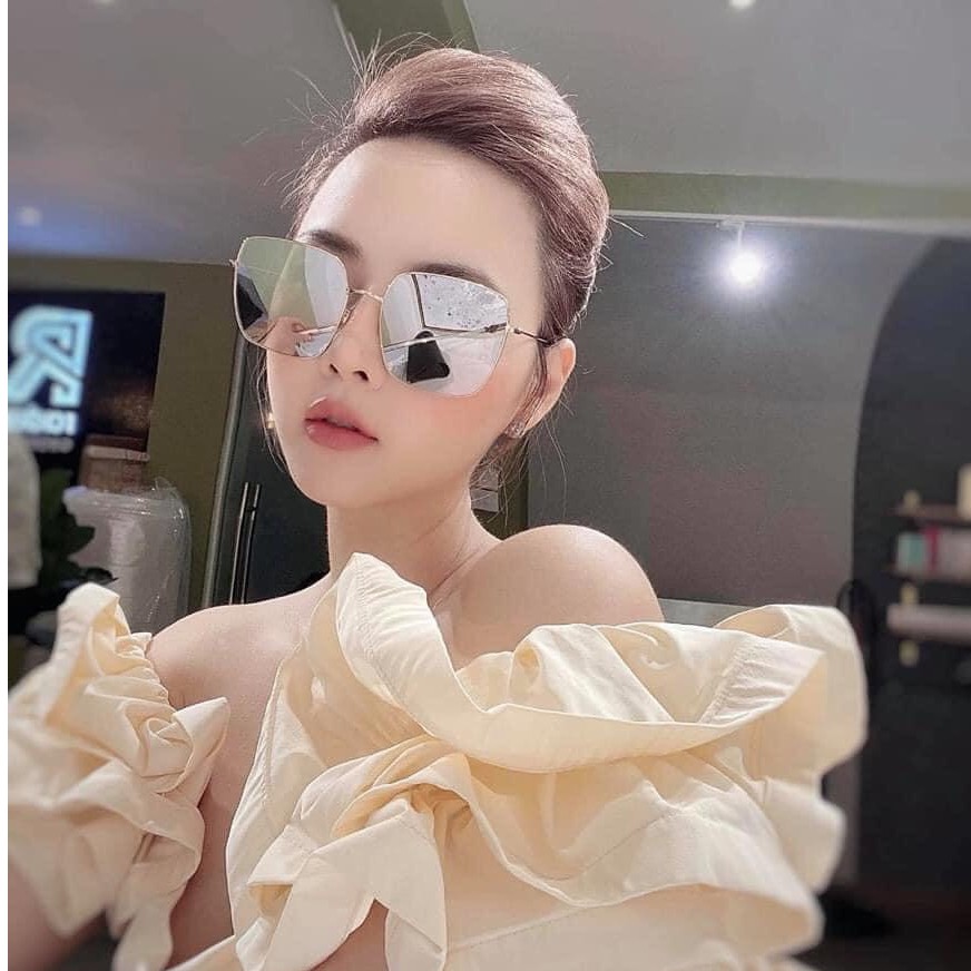 Freeship Kính mát nam nữ kính thời trang form vuông thiết kế tráng gương sang chảnh