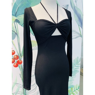 X082 Cabernet  Đầm thun body, dây cổ