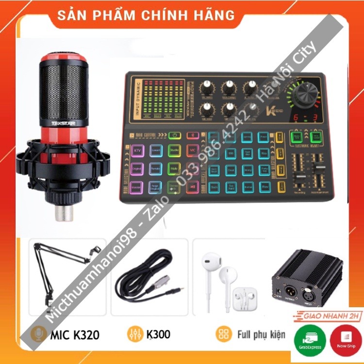 Bộ Mic Hát Livestream Sound Card K300 &amp; Mic PC K320 . Âm Thanh Cực Hay , Dễ Dàng Lắp Đặt . Bảo Hành 12 Tháng