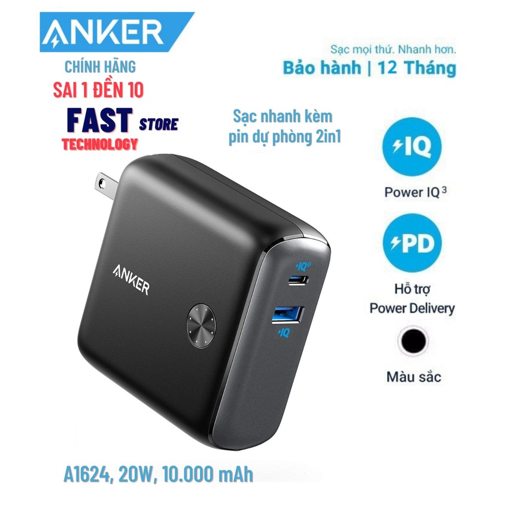 [Sản phẩm mới] Cốc sạc nhanh kiêm pin dự phòng Anker Fusion 10000mAh PD 20W - A1623 cho iphone 12 series