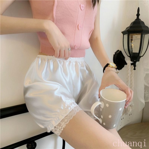 Quần short lưng cao viền ren mặc ngoài thời trang mùa hè cho nữ