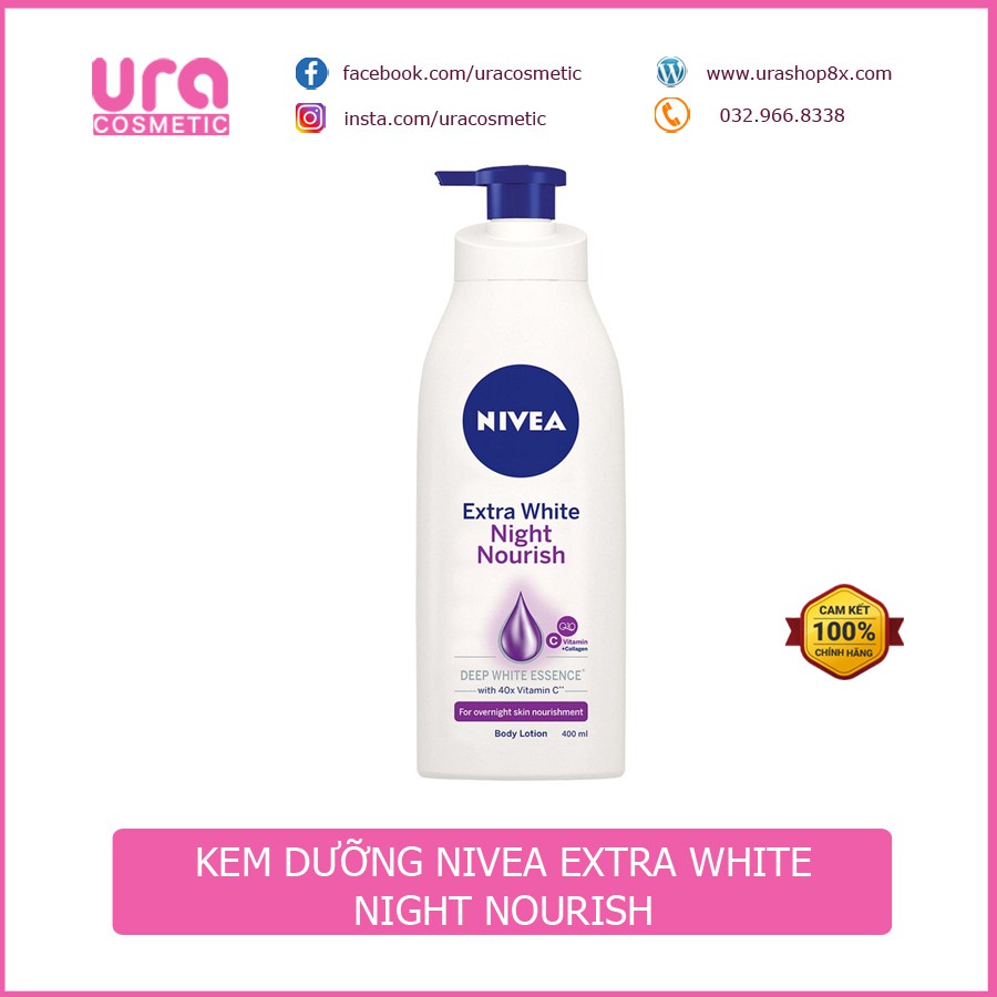 [CHÍNH HÃNG] Dưỡng thể dưỡng trắng chuyên sâu ban đêm Nivea Extra White Night Nourish 400ml